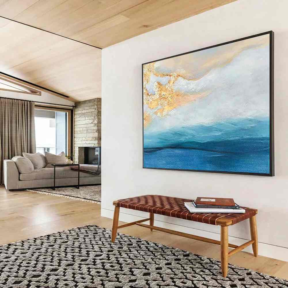 Seaside Original Blue Sellers Leaf Abstract Wall Art 6X1M1